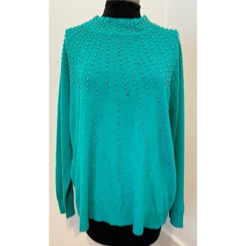 90’s Vintage 'BFA' Teal Beaded Sweater